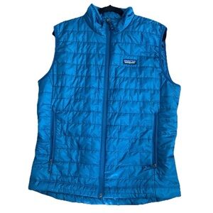 Patagonia Nano Puff Vest Mens Medium M Blue Quilted Insulated Full Zip Jacket
